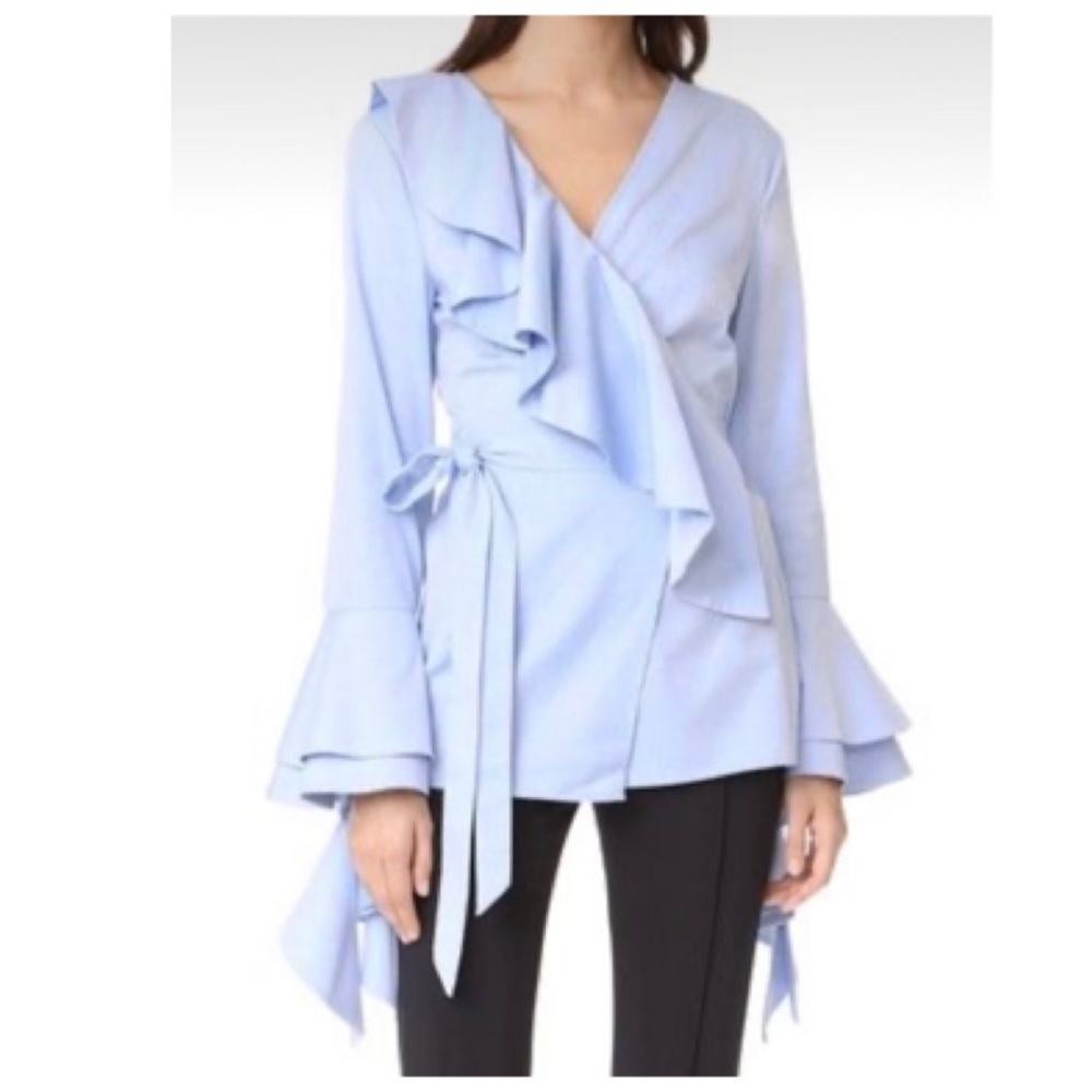 C/MEO Collective Clothing Still Standing Ruffle Wrap Top Bell Flowy Sleeve M - Picture 2 of 9